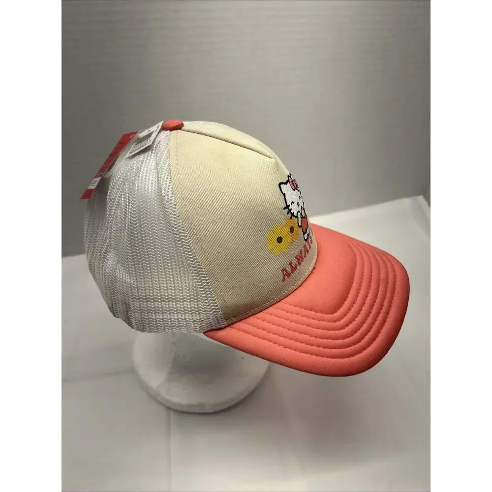 Hello Kitty BallCap Youth Always Kind Pink White Mesh Embroidered Adjustable NEW